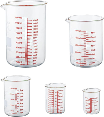 High Borosilicate Glass Measuring Cup-V-Shaped Spout，Glass Measuring Beaker for Kitchen or Restaurant, Easy to Read, 60 ML (2 Oz)-Pack of 2