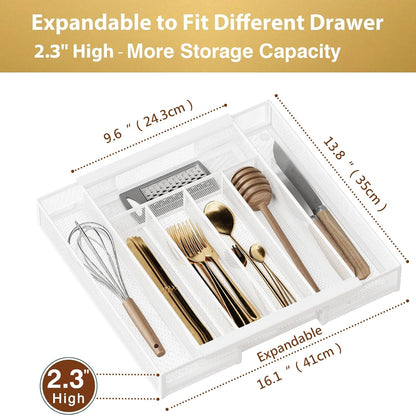 Sedegn Silverware Organizer Metal Mesh, Large Drawer Organizer, Utensil Cutlery Tray for kitchen drawers, Flatware Organizer with 6 Compartment, Black (11.3”*16“)