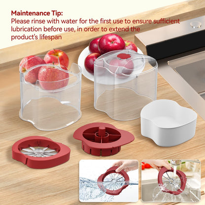 NEW Professional Apple Slicer and Corer 6.42in- Stainless Steel Apple Cutter with 12 Slices, Heavy Duty Design for Large Apples, Thin Slices, Compatible with Pears and Other Fruits（White）