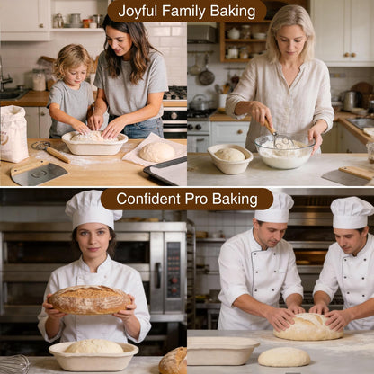 Wood Pulp Banneton Bread Proofing Basket Set, Non-Stick Dough Proofing Bowl for Sourdough, Sourdough Starter Kit Bread Baking Supplies Making Tools (Round)