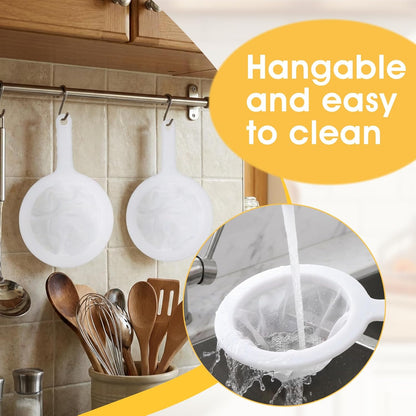 2PCS Extra Fine Mesh Strainer 120/200 Mesh Nylon Ultra Fine Mesh Strainer with Handle for Filtering Yogurt Juice Coffee Milk Honey Matcha Kitchen