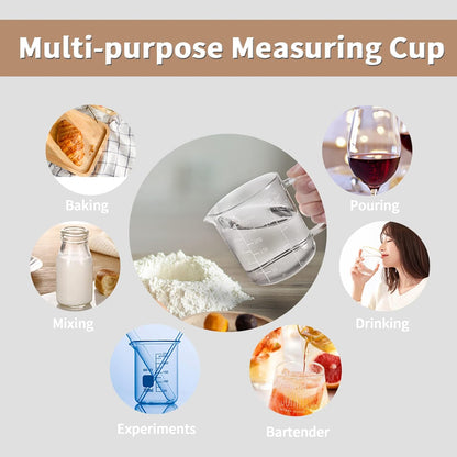 Newness 2-Cup Glass Measuring Cup For Baking and Cooking, (Upgraded, 3 Marking Including Cup/ML/Ounce Scale) Dishwasher, Freezer, Microwave, and Preheated Oven Safe, Essential Kitchen Tools