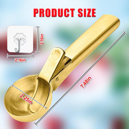 Ice Cream Scoop,Portable Stainless Steel Ice Cream Scoop with Trigger and Comfortable Handle,Dishwasher Safe,DIY Ice Cream,Gelato,Sorbet,Cake Batter (1p-silver)