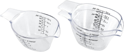 3 Pack 2 Ounce Measuring Cups, Food-Grade Plastic Small Measuring Cup for Hair Color, Hot Tub Chemicals & DIY Mixing, Mini Ounce Measure Cup with Easy-Read Markings