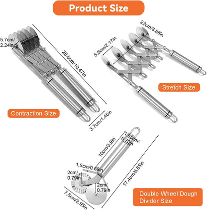 Ragyzity 5 Wheel Pastry Cutter, Stainless Steel Pizza and Dough Tool, Multi-Round Pastry Knife Baking Cutter with Double Wheel Dough Divider, Heavy Duty Pastry Wheel with Ergonomic Handle