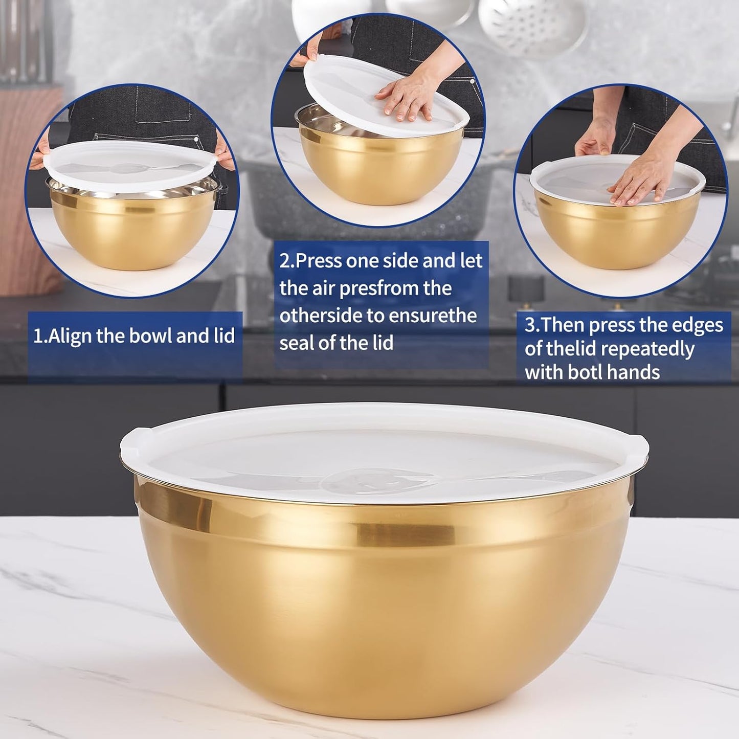 Colorful Mixing Bowls with Airtight Lids, Stainless Steel Nesting Mixing Bowls Set of 7, Ideal for Baking, Prepping and Serving Food, Size 7, 3.6, 2.7, 2.1, 1.5, 1.1,0.8 QT, Stackable Design