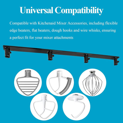 Plastic Stand Mixer Attachment Holder Compatible With Kitchenaid Mixer Accessories, Organize Flat Paddle Beater, Wire Whisk, Dough Hook Attachments, Space Saver for Wall or Below Cabinets,1 Pcs Black