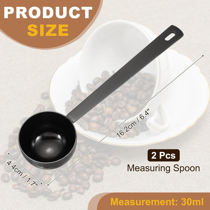 uxcell Measuring Spoon, 15ml Long Handle Table Scoop Teaspoon Coffee Scoop Spoon for Ground Coffee Tea Sugar Cooking Baking, Black