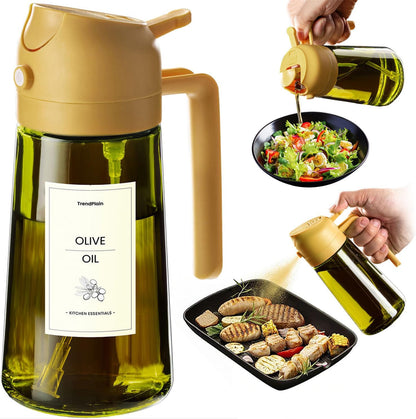 TrendPlain - Original 16oz/470ml Olive Oil Dispenser Bottle for Kitchen Gadgets and Air Fryer Accessories - Olive Oil Sprayer for Cooking w/Stickers - Black