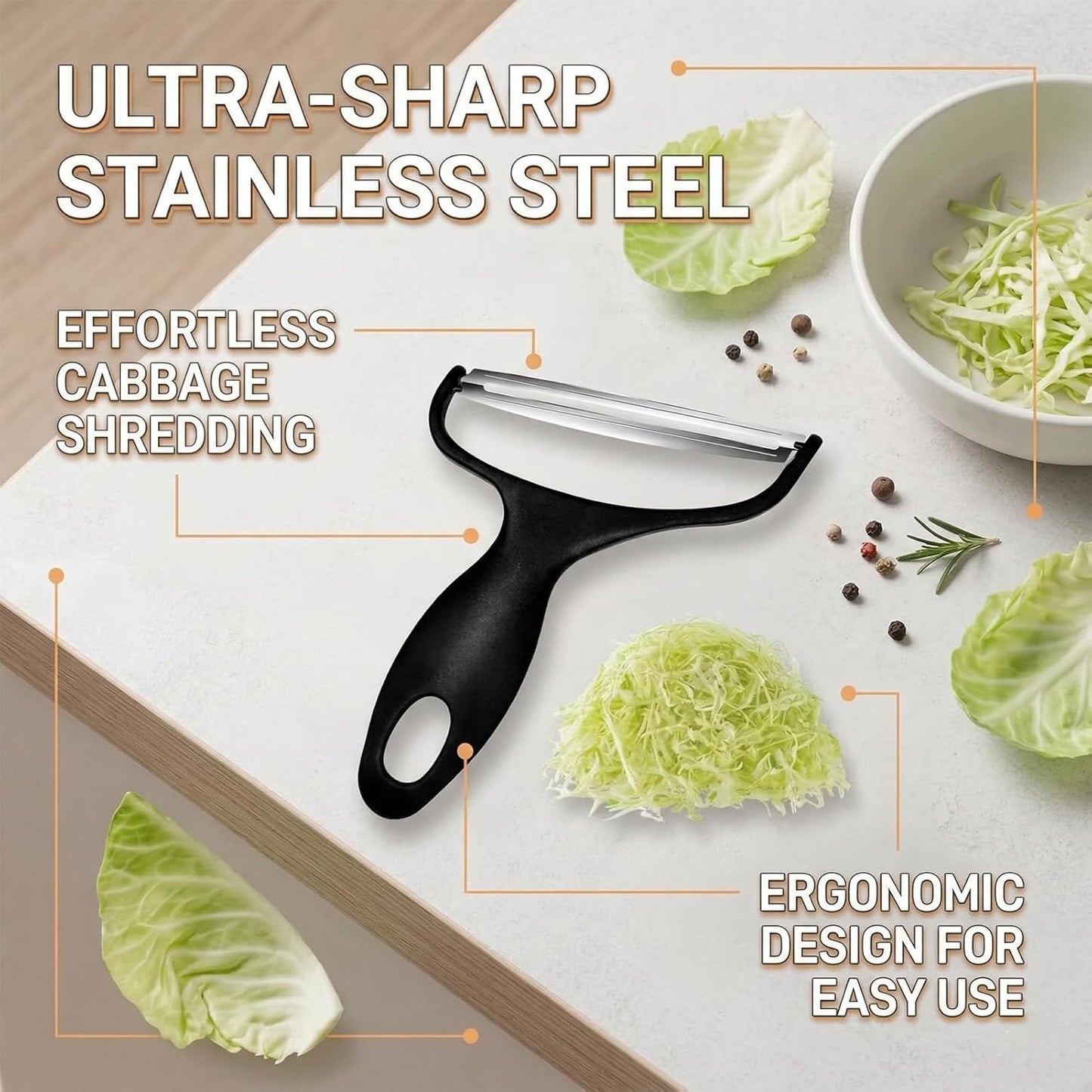 Cabbage Peeler,Cabbage Shredder,Y Wide Cabbage Shredder Tool,Japanese Cabbage Shredde r,Veggie Shredder For Cabbage Lettuce Julienne, Swivel Stainless Steel Blades Big Size