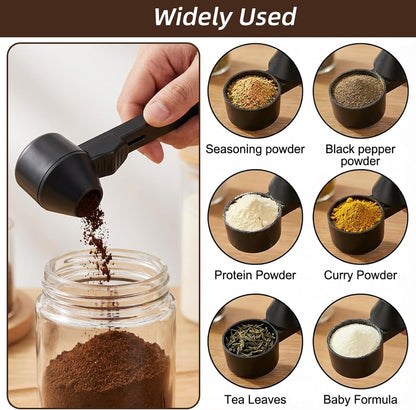 Sibba 2-in-1 Coffee Scoop & Funnel for Refillable Ground Coffee Pods Reusable K Cups Precise Measuring Scoop, Coffees Measuring Scoops with Funnel Tablespoon for Protein Milk Powder, Tea (Black)