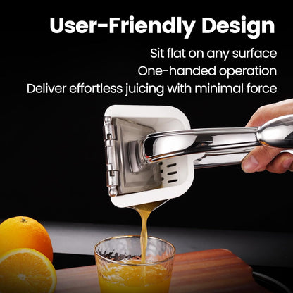Stainless Steel Lemon Squeezer, Heavy-Duty Orange Juicer, Durable Hand Press Citrus Juicer, Portable Lime Squeezer, Rust-Free, Easy to Clean, Ideal for Kitchen & Bar, 5-Year Warranty