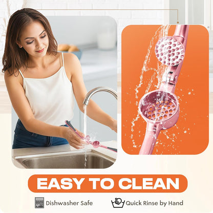 Kitchen Garlic Press, Rust Proof & Dishwasher Safe Garlic Mincer, Durable Garlic Crusher Set with Peeler＆Brush, Easy to Clean and Squeeze, Matte