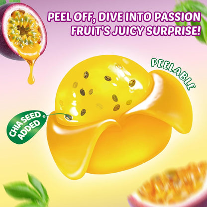 AMOS Peelerz Peelable Gummy Candy Variety Pack, Mango White Peach Banana Green Apple Passion Fruit Lychee, Soft Chewy Fruit Snack, Pack of 6