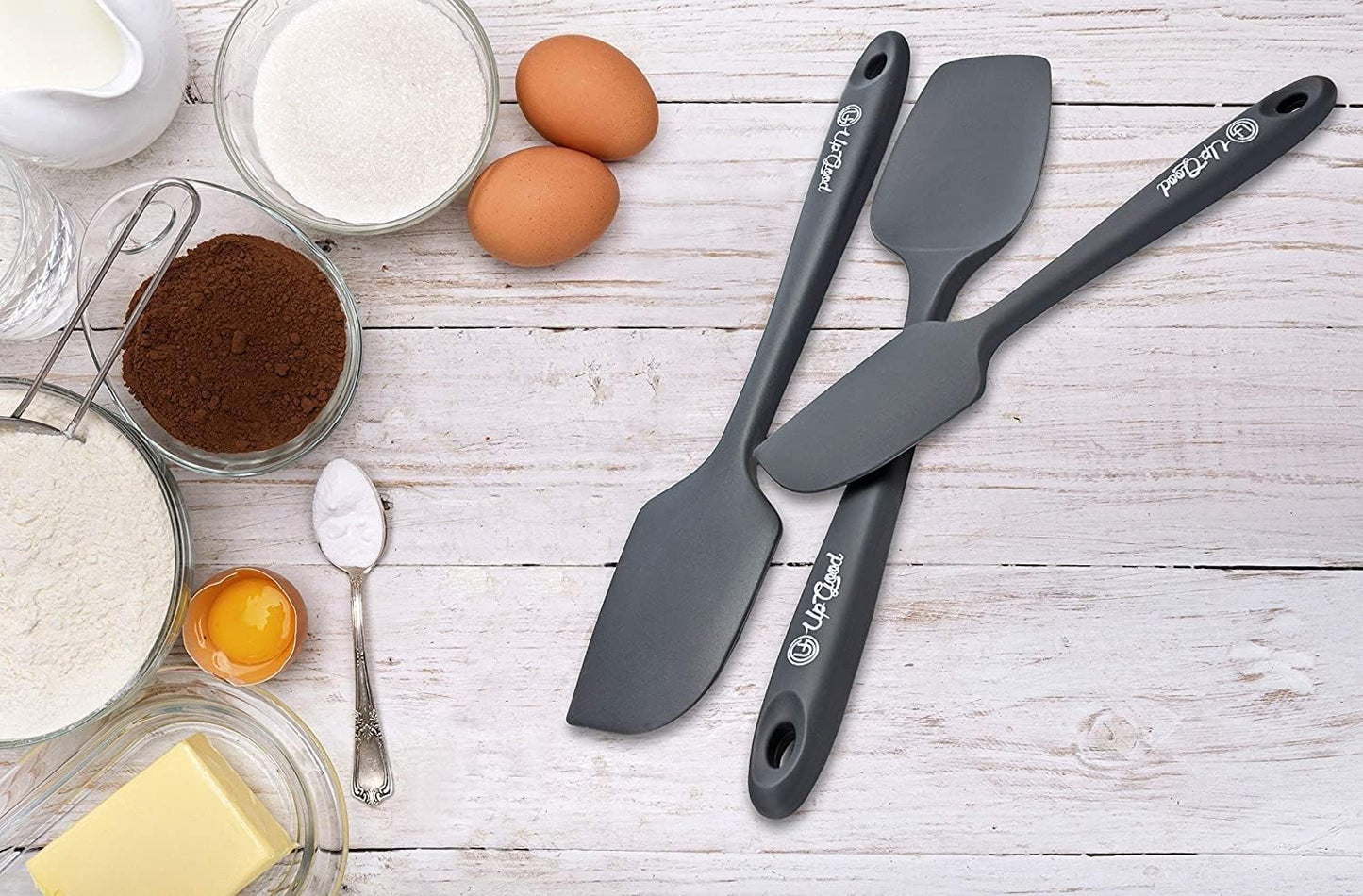 UpGood Silicone Spatula Set 600°F - High Heat Resistant Nonstick, Small and Large Kitchen Spatulas - Flexible BPA Free Professional Grade Cookware - Utensils for Cooking, Baking, Mixing(4 Pcs, Red)