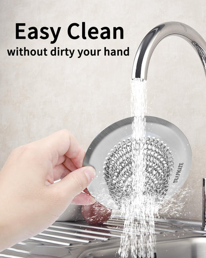 TRAPMATE Kitchen Sink Drain Strainer, Reversible Chain Mesh Sink Strainer, 304 Stainless Steel Anti-Clogging & Easy Clean Sink Strainer Basket, Fits US Standard Kitchen Sink Drains, Dishwasher Safe