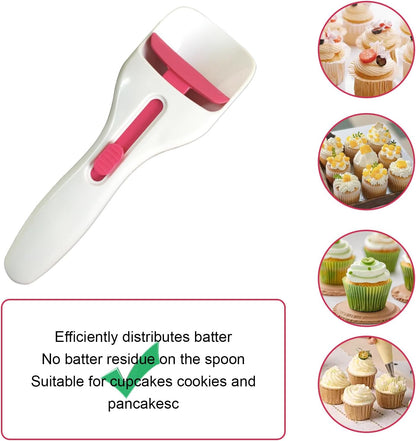 Cupcake Scoop Batter Dispenser, One-Touch Sliding Button Dispenses Batter, Easy to Clean Home Batter Dispenser Baking Tool for DIY Cupcakes, Muffins, Pancakes and Other Baked Goods