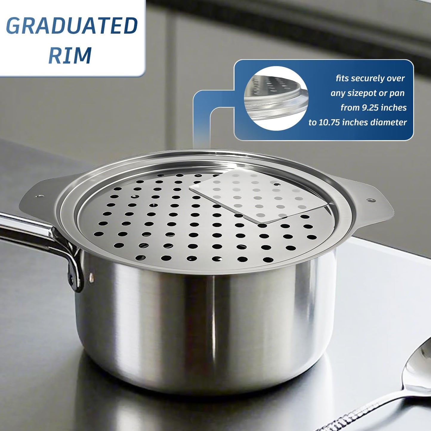 Premium Grade Stainless Steel Spaetzle Maker with Anti-slip Rubber Handle, Spider Strainer Skimmer, Silicone Scraper and Plastic Brush, Homemade German Egg Noodle Dumpling Making Tool Set