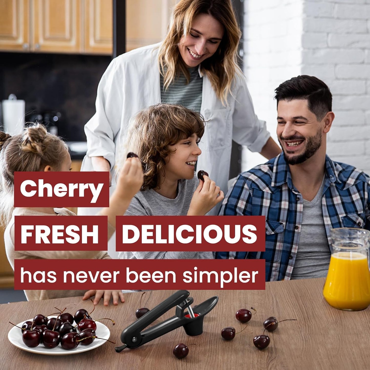 SCHVUBENR Cherry Pitter Tool - Stainless Steel Cherry Corer Pitter with Ergonomic Push Design - Easy to Use for Making Cherry Jam - Pit Cherry with Ease, Saving Time & Space with Lock Design(Red)