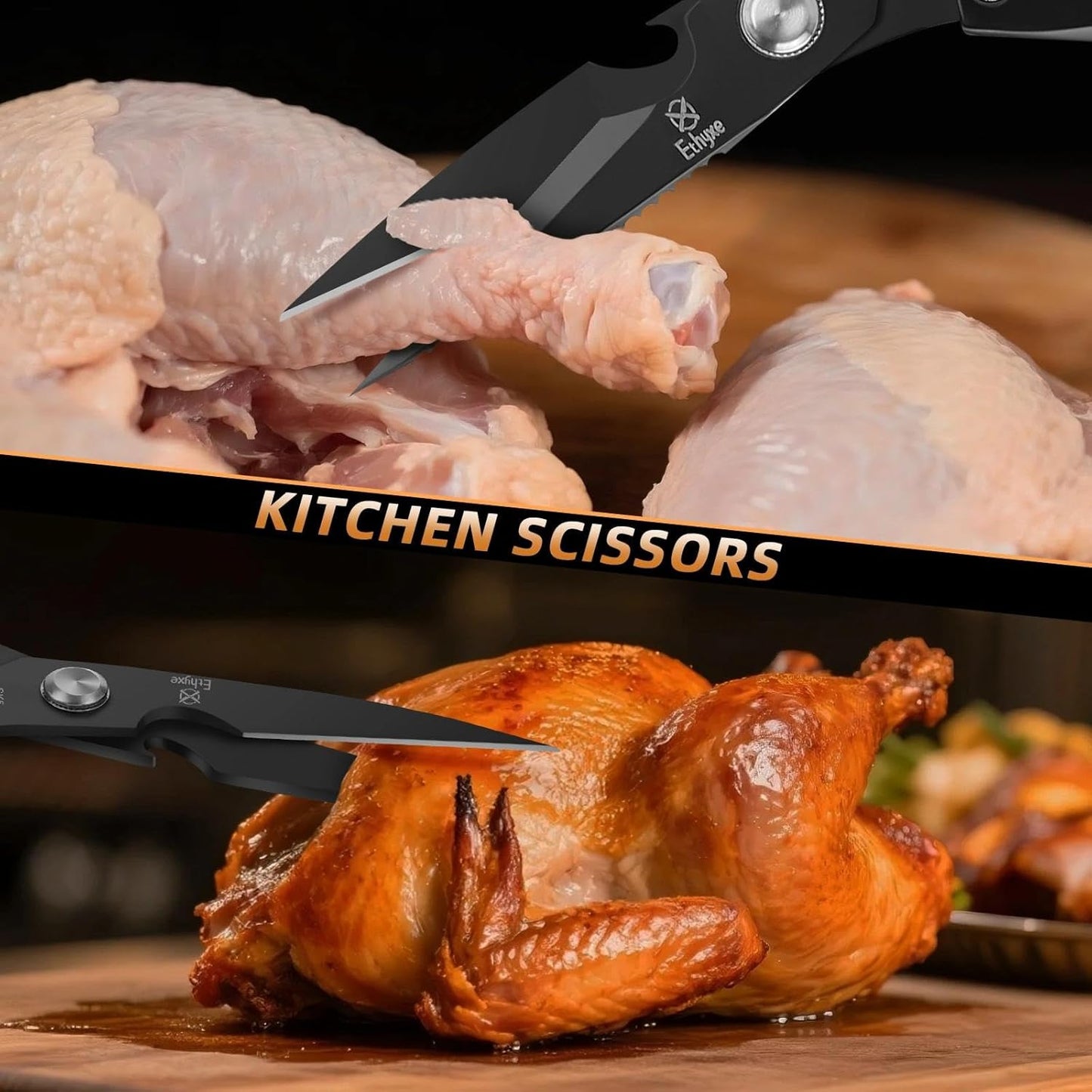 Kitchen Shears Set – Heavy Duty Japanese Stainless Steel Kitchen Scissors, Ultra Sharp Meat Scissors Dishwasher Safe, Cooking Scissor for Food