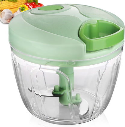 Manual Food Chopper: Hand Pull String Vegetable Chopper for Onion, Garlic, Pepper, Nuts, Tomato, etc.,500ml.