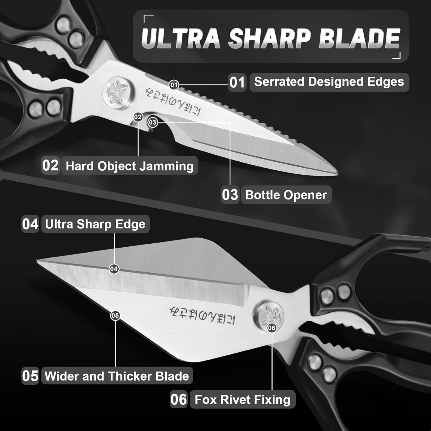 Dream Reach Poultry Shears, Heavy Duty Kitchen Shears with Serrated Edge, No Rust Spring Loaded, Multipurpose Stainless Steel Kitchen Scissors for Chicken, Bone, Meat, Turkey, Fish Thanksgiving Gifts