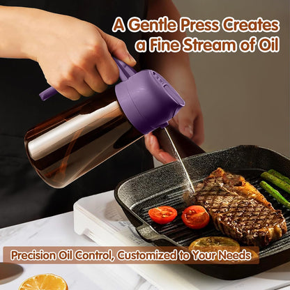YARRAMATE 2Pcs 16oz/470ml Dark Brown Oil Sprayer for Cooking with Stickers, Food-grade Premium 2 in 1 Olive Oil Dispenser Bottle for Kitchen Gadgets, Air Fryer, Salad, Frying, BBQ (Black&OliveGreen)