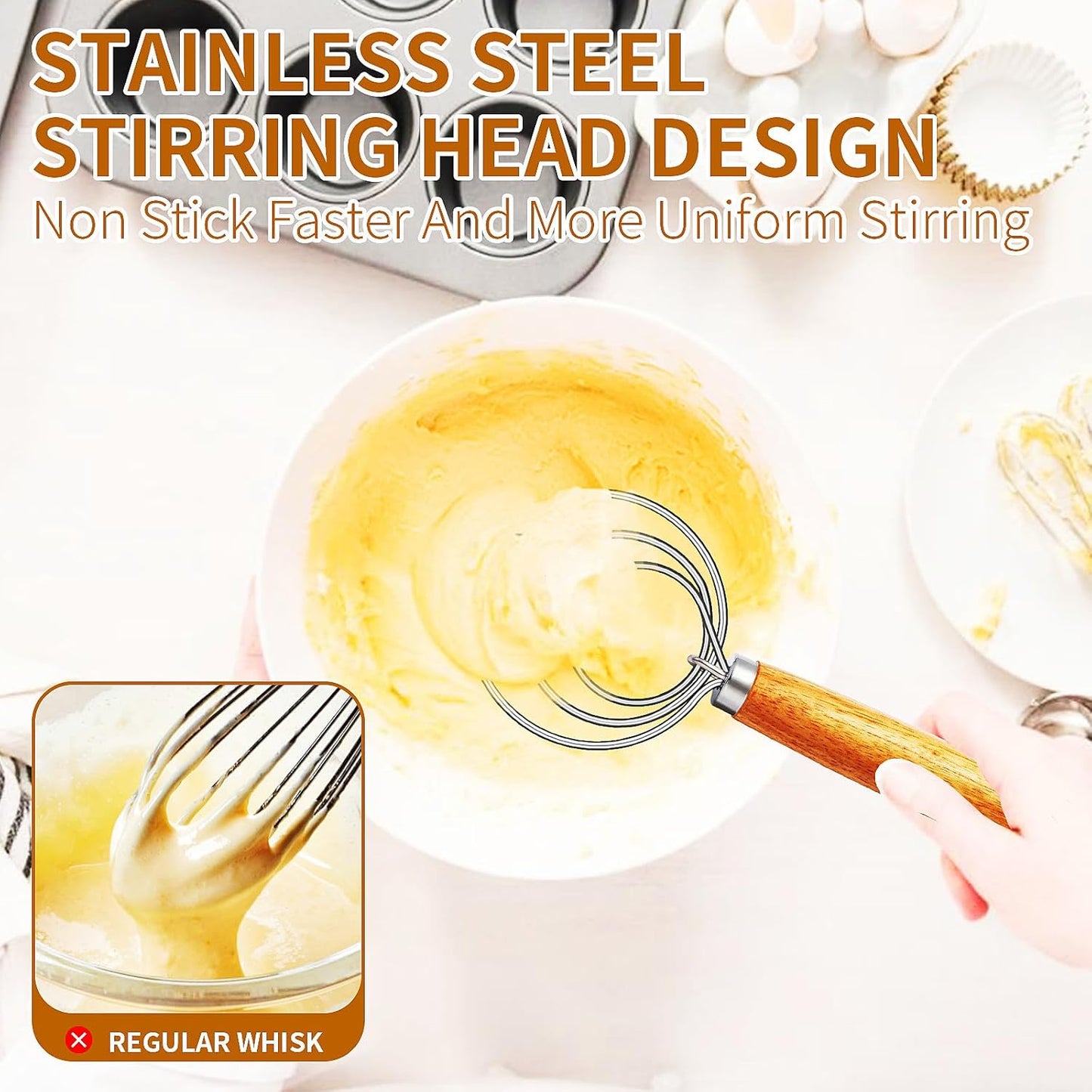TEEVEA Danish Dough Whisk Stainless Steel for Sourdough Pizza and Bread Baking