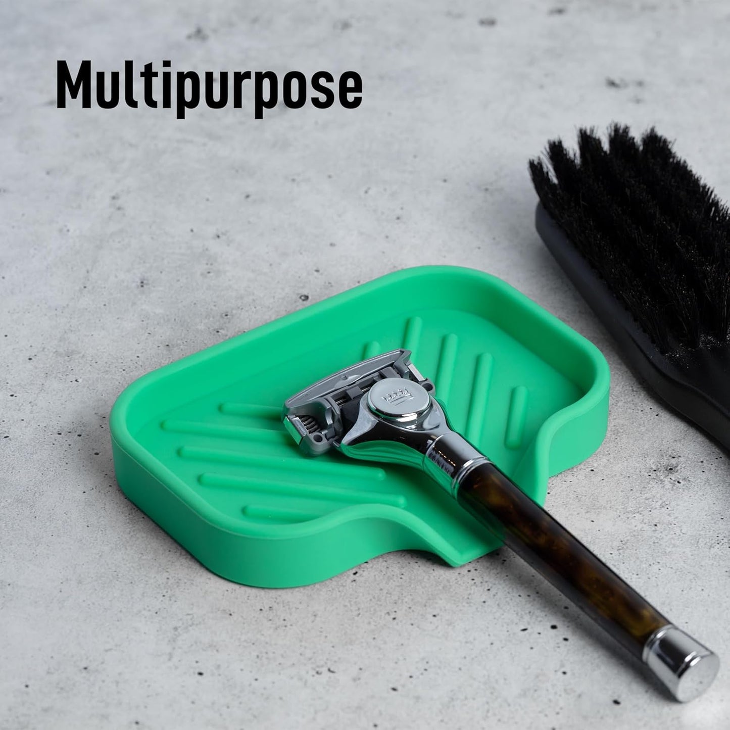Zulay Kitchen (9x3.5in Sponge Holder for Kitchen Sink - Flexible Heavy-duty Multipurpose Sink Caddy - Counter Organizer for Kitchen, Bathroom, Makeup, Trinkets & More! (Grey)