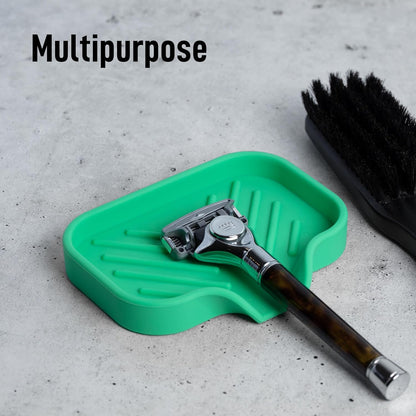 Zulay Kitchen (9x3.5in Sponge Holder for Kitchen Sink - Flexible Heavy-duty Multipurpose Sink Caddy - Counter Organizer for Kitchen, Bathroom, Makeup, Trinkets & More! (Grey)