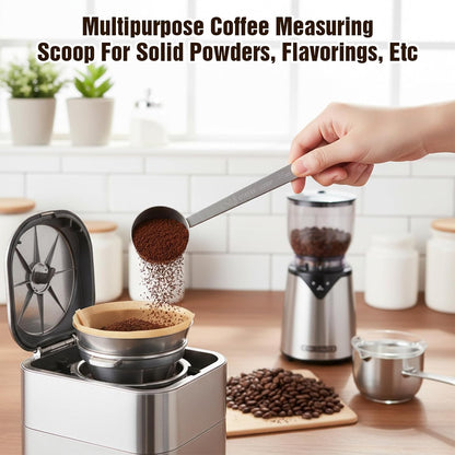 8 Pcs 2 Tablespoon Scoop,Long Handle Coffee Scoops 30 ml Stainless Steel Coffee Spoons Set Two tbsp for Milk Fruit Powder, Loose Tea Dry, Spice Jar, Cooking Baking, and Other Dry Goods