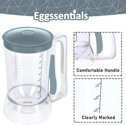 Eggssentials - Pancake Batter Dispenser with 5-Cup Capacity - Waffle Batter Dispenser for Pancakes, Cupcakes & Crepes, Easy-Squeeze Handle, Dishwasher Safe - Black Pancake Dispenser