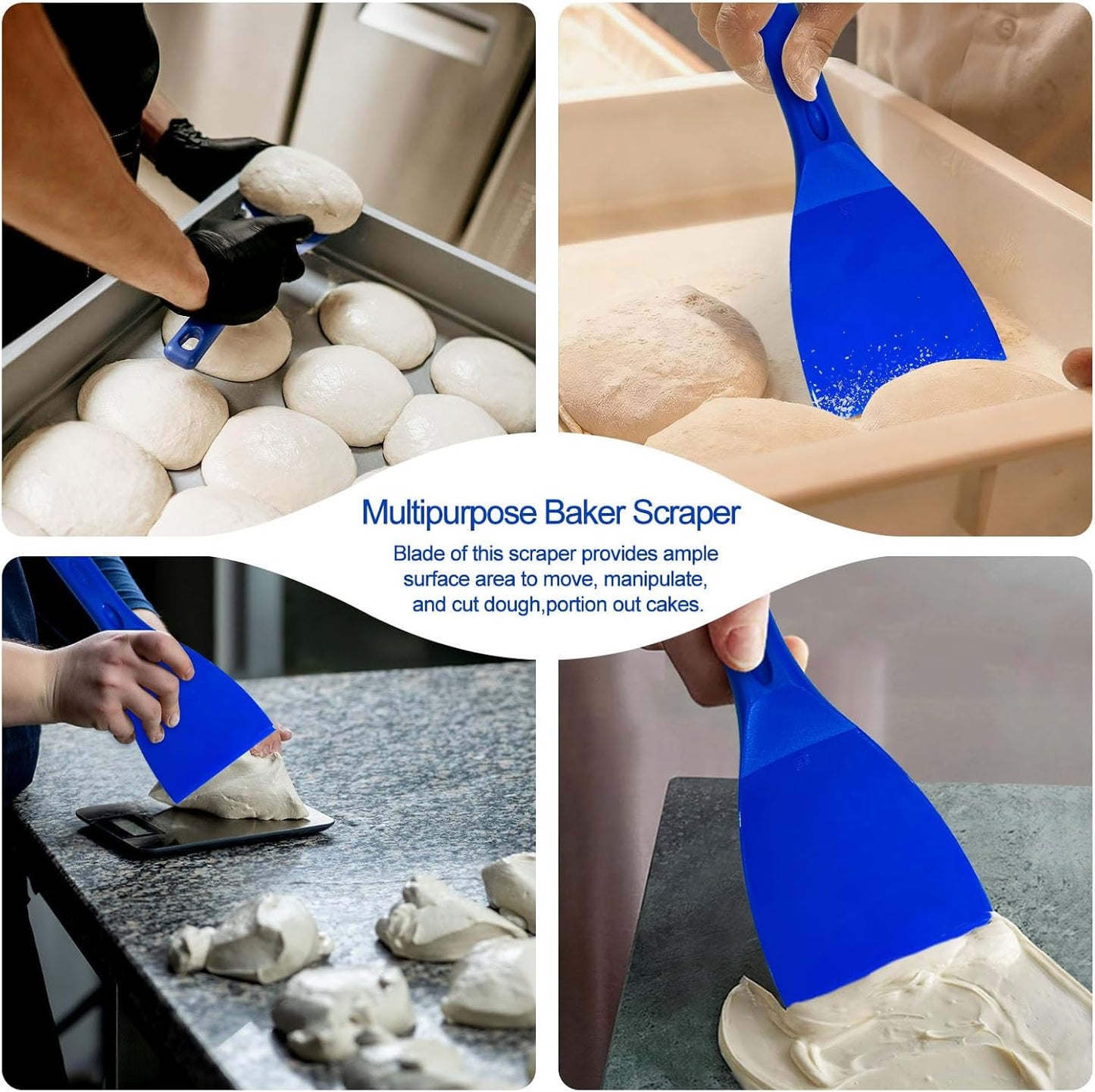 LRui Kitchen Professional Pizza Dough Scraper dough spatula,plastic flexible strip handle dough scraper.