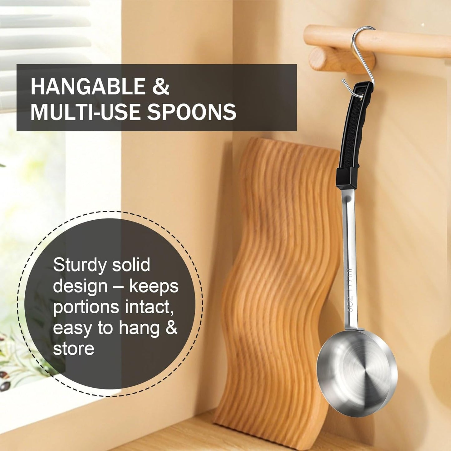 1 Ounce Solid Stainless Steel Portion Control Ladle Spoon - 2Pcs Pizza Sauce Serving Spoons Portion Ladle for Sauces, Perfect for Weight Watchers, Buffets, Parties