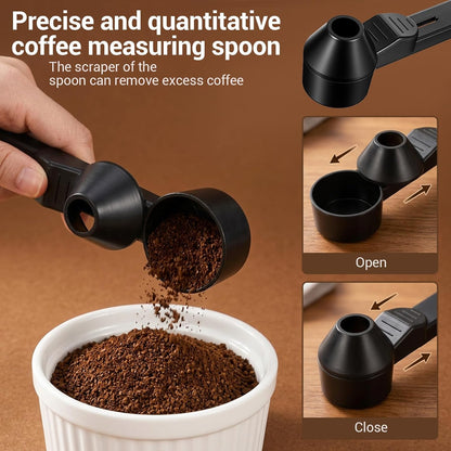 cobee Coffee Scoop With Funnel, Measuring Spoon Slide Scoop for Ground Coffee Protein Powder Reusable Pods(Black)