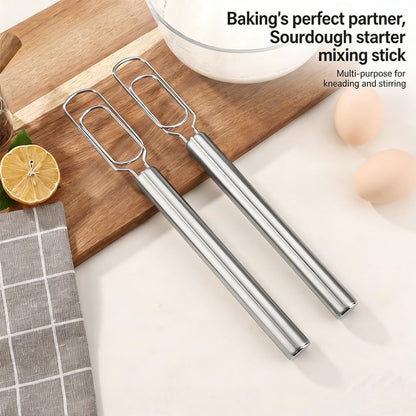 Danish Dough Whisk – Stainless Steel Flat Dough Hook Mixer for Sourdough Starter Bread Dough Pizza Pastry Cake Batter Hand Mixing Tool