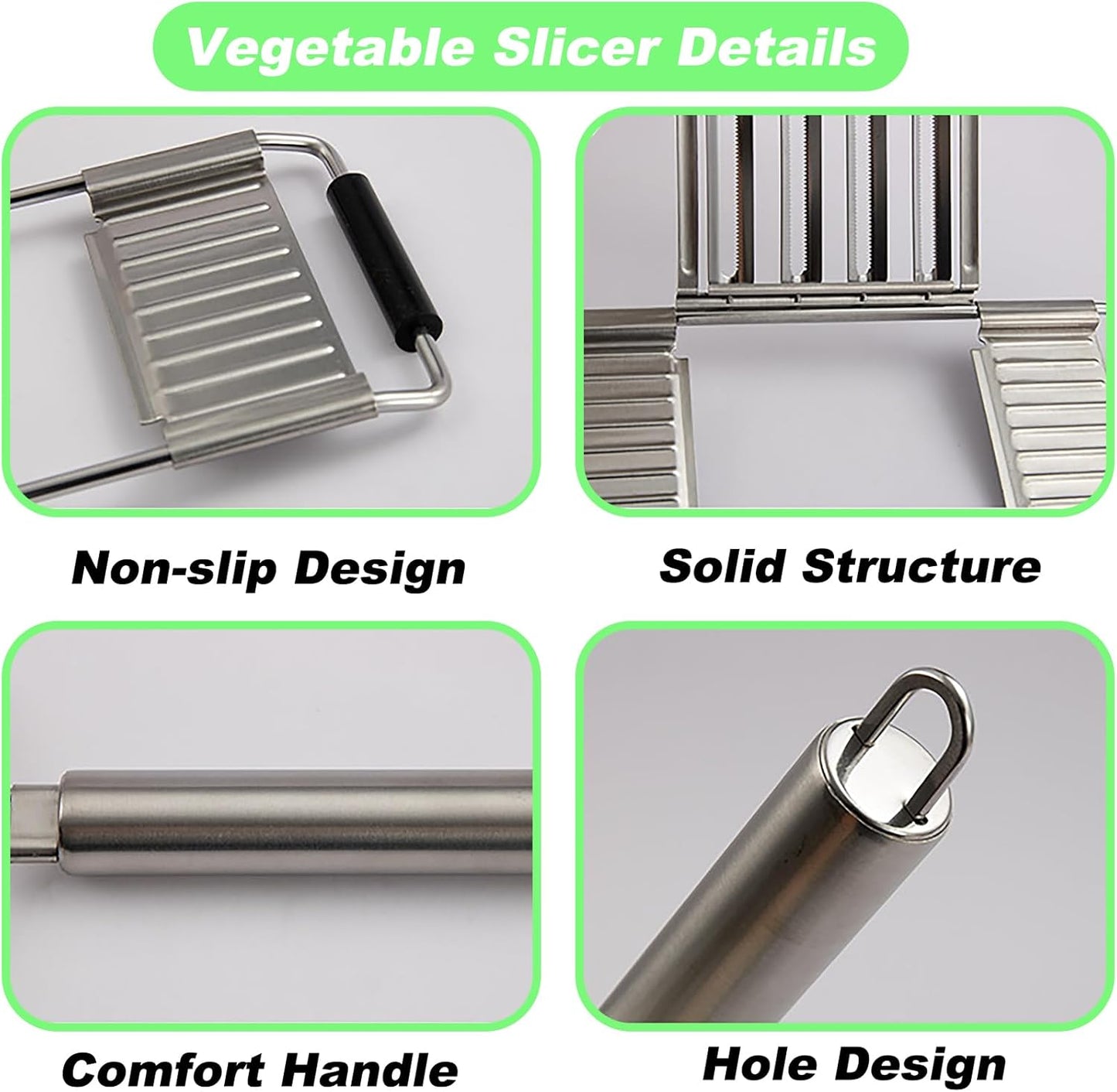 Suuker 4 in 1 Vegetable Cutter with Cheese Grater, Carrot Grater, Cabbage Shredder, Stainless Steel Mandoline Slicer for Kitchen