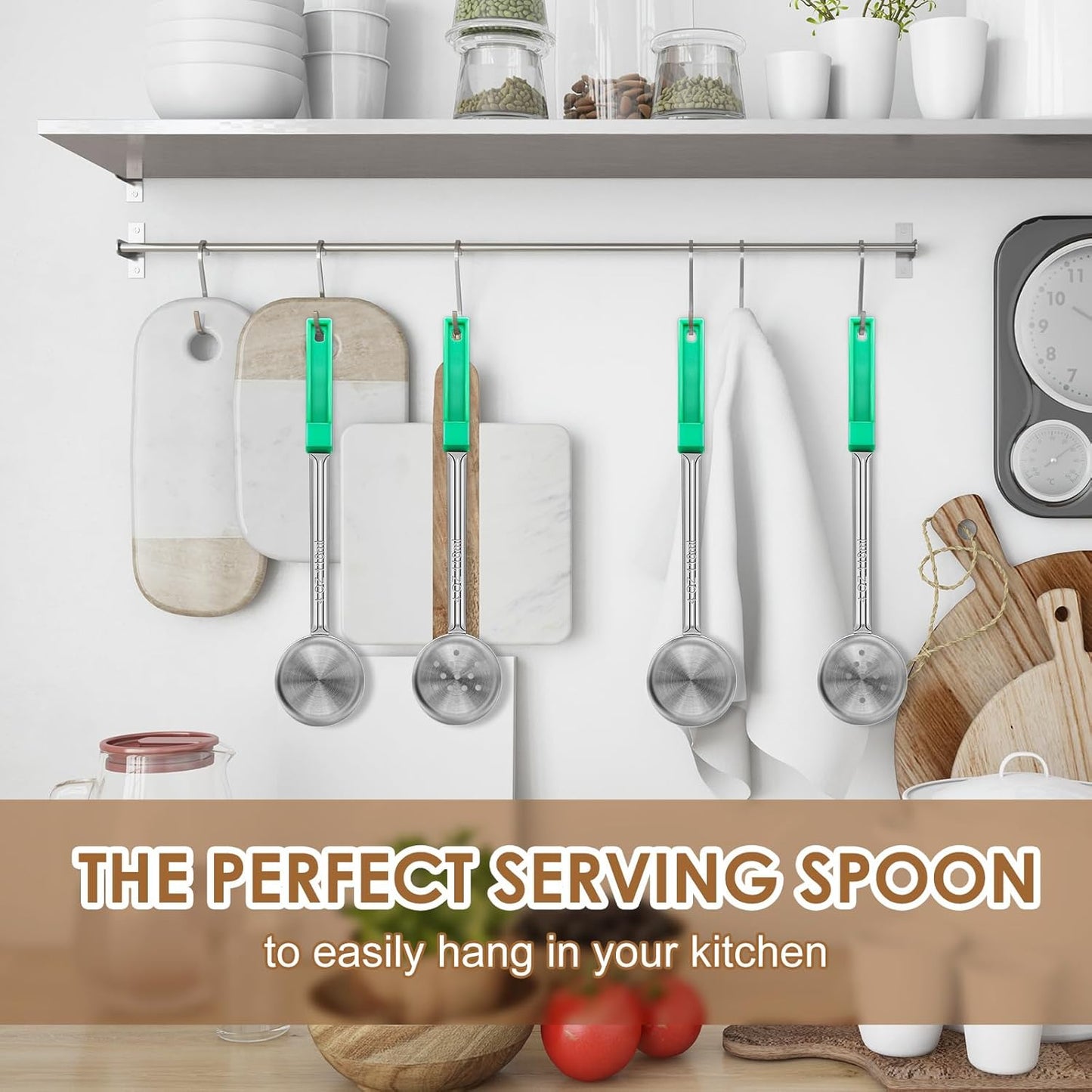 4 Ounce Solid Stainless Steel Portion Control Ladle Spoon - 4Pcs Pizza Sauce Serving Spoons Portion Ladle for Sauces, Perfect for Weight Watchers, Buffets, Parties