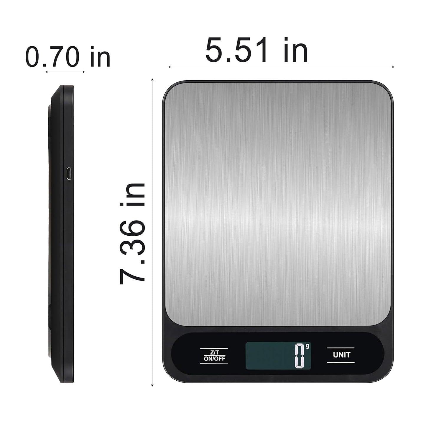 33lb/15kg USB Rechargeable Digital Kitchen Scale, Food Scale, LCD Display, High Capacity Weight Grams and Ounces for Baking Cooking and Meal Prep, 6 Units with Tare Function