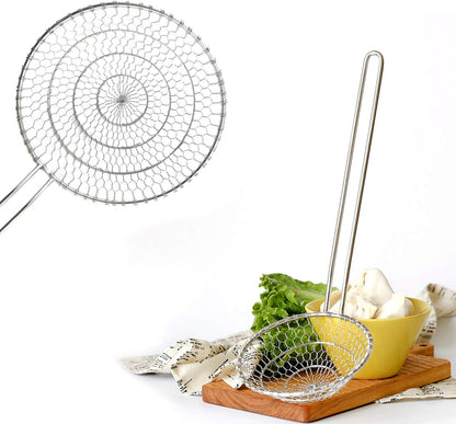 Hicook Stainless Steel Kitchen Spider Strainer Skimmer Ladle Food Dumpling Noodle Strainer for Pasta Spaghetti Noodles and Frying, 7 inches