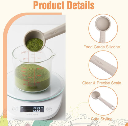 JIEYAO 2 Pcs 1tsp(1/3tbsp, 5 ml) Single Measuring Spoon, Food Grade Silicone Teaspoon Scoop with Hanging Hole Mini Measure for Coffee Baking Cooking
