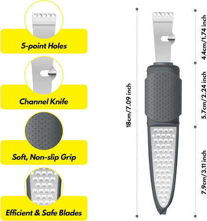 Rainspire Lemon Zester Tool with Channel Knife, Stainless Steel Citrus Zester Tool, Lemon Peeler, Zesters for Kitchen, Ultra Sharp 2-in-1 Tool Easily Creates Citrus Zest (Black)