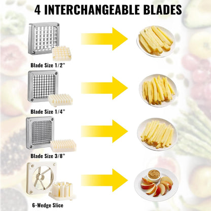 VEVOR Commercial Chopper with 4 Replacement Blades Commercial Vegetable Chopper Stainless Steel French Fry Cutter Potato Dicer & Slicer Commercial Vegetable Fruit Chopper for Restaurants & Home Kitche