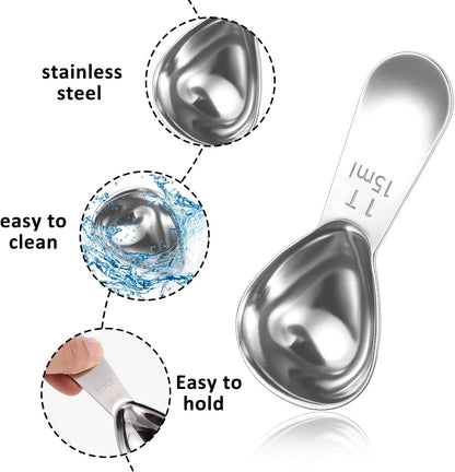 2 Pcs 1 Tablespoon Scoop Coffee Scoop 15ml Stainless Steel Metal Measuring Spoon Tablespoon Sugar Scoops Heavy Duty Short Handle Measuring Spoons for Canisters Coffee Beans Tea Sugar Flavourings