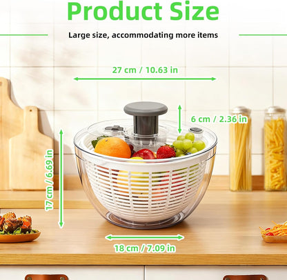 Salad Spinner, Lettuce Spinner with Push-Button Lid and Non-Slip Base, Vegetable & Fruit Washer Bowl, Efficient Spin Dryer and Strainer for Salad Greens and Fruits (6.3QT)