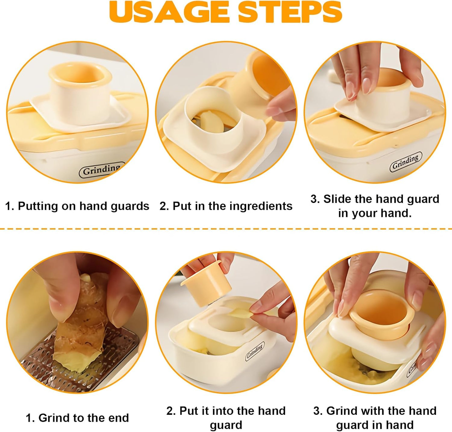 Manual Garlic Grinder, Senbos Multifunctional Ginger Grater Garlic Smasher Garlic Planer Tool with Vegetable Slicer for Ginger Garlic Kitchen Gadget