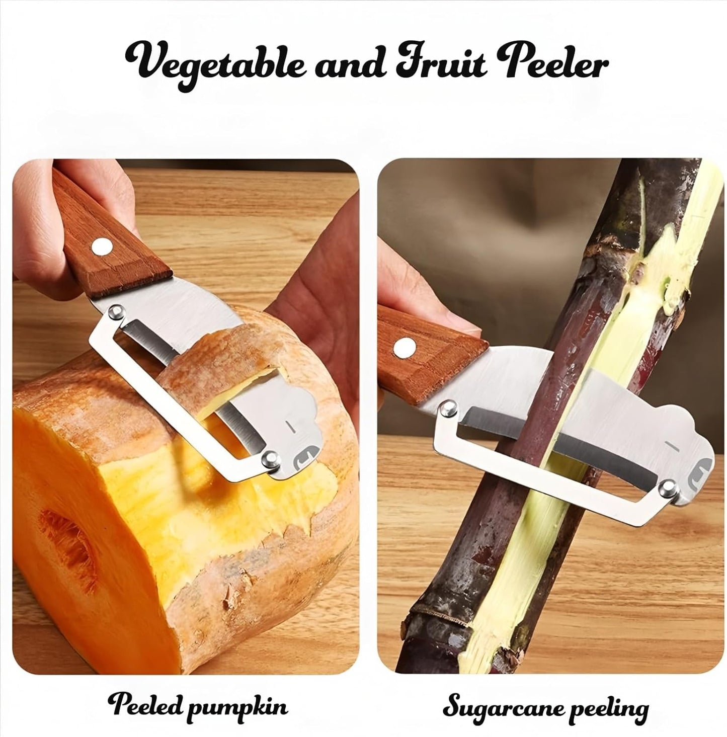 Vegetable Peeler with Wooden Handle and Stainless Steel Blade for Veggie Potato Carrot Apple Fruit Kitchen Tool