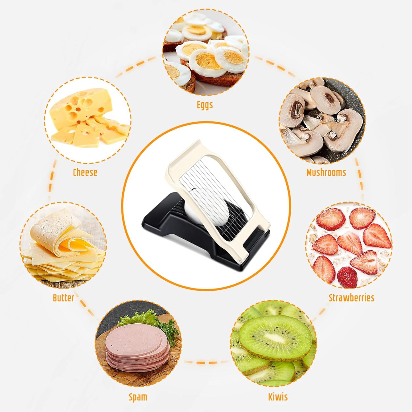 Egg Slicer for Hard Boiled Eggs, Stainless Steel Wire, Multipurpose Heavy Duty Aluminium Egg Cutter for Egg, Salads, Sandwiches, Strawberries, Mushrooms, Soft Cheese, Red