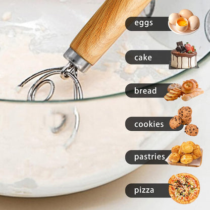 TEEVEA Danish Dough Whisk Stainless Steel for Sourdough Pizza and Bread Baking
