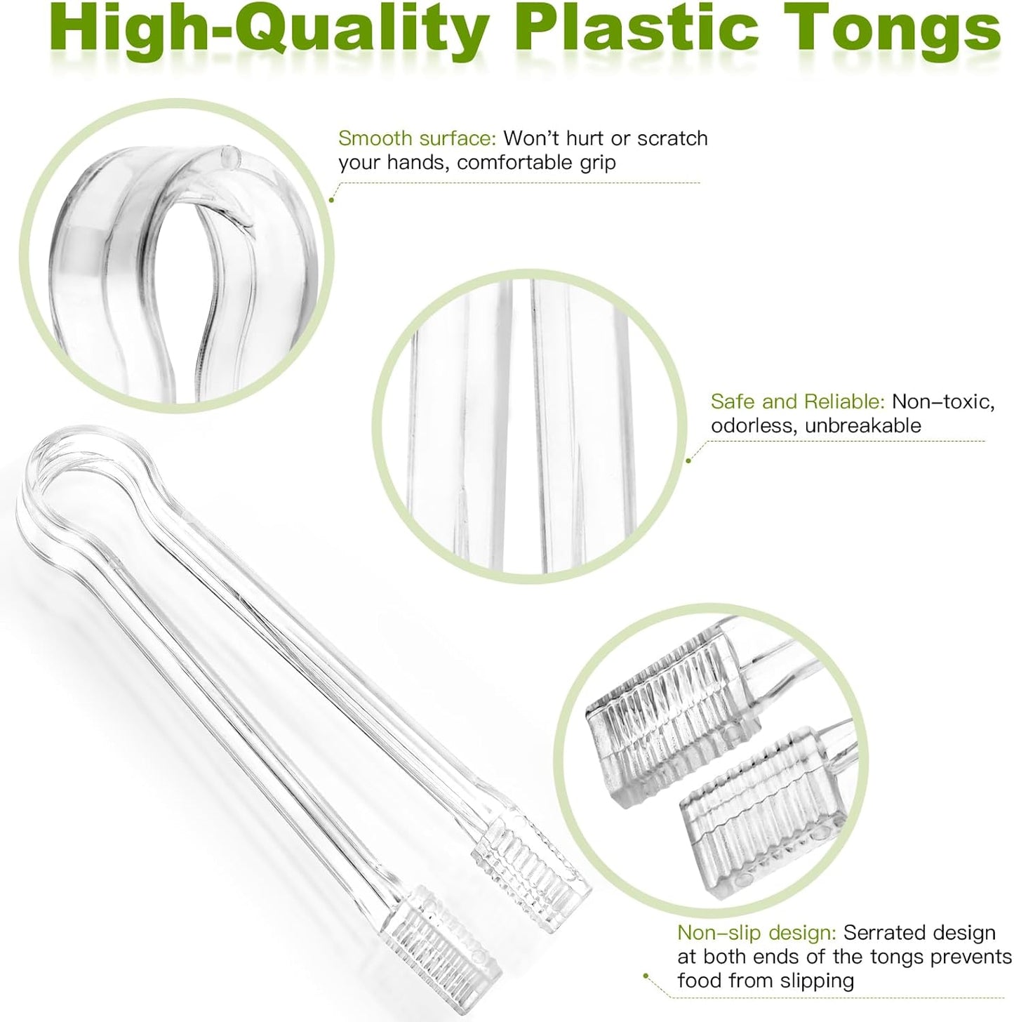 Ninsula 8 PCS Plastic Serving Tongs, 6.3 Inches Disposable Clear Tongs, Kitchen Small Serving Utensil Tongs for Party Catering Buffet Bakery Salad Cookies Ice